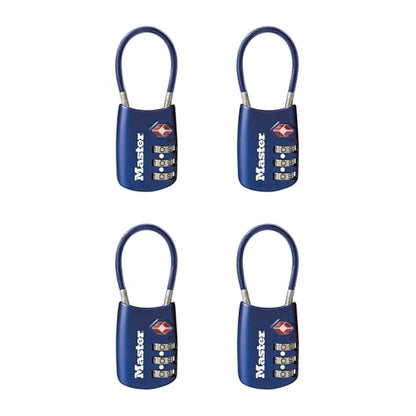 Master Lock TSA Approved Combination Luggage Lock, Blue, 4-Pack 4688BLUEC4 - color: Blue, size: 4 Pack