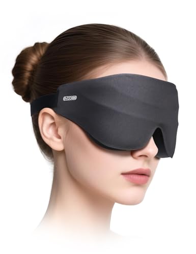 Sleep Eye Mask for Men Women, EVA BELLE Light Blocking Sleeping Mask for Side Sleeper, 3D Contoured Cup Night Blindfold, Lash Extensions 3D Sleeping Mask with Adjustable Strap for Travel, Night & Nap - color: 02-black