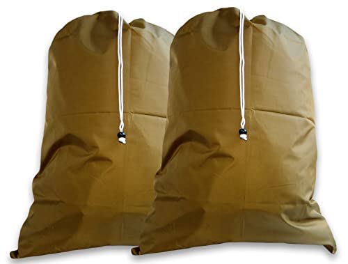 Nylon Laundry Bags, Locking Drawstring Closure, Machine Washable, Extra Large Gold (2 Pack) - color: Gold