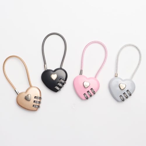 4 Pcs Heart Padlock Small Heart Lock with Key for Jewelry Box Diary Book