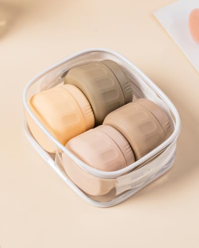 Mrsdry Travel Containers for Toiletries, TSA Approved Travel Size Toiletries 4 Pack, Refillable Containers, With Clear Bag, Leak Proof Silicone Jars, Essentials Creams Jars Carrying Small Items - color: Apricot, size: 1 OZ (30ML)