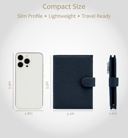 RFID Blocking Leather Passport Holders for Travel Women & Men - color: Sapphire Blue