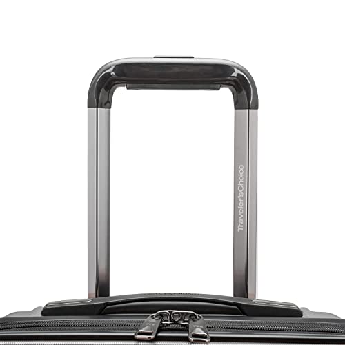 Traveler's Choice Archer Polycarbonate Hardside Spinner Luggage Set, Tie Down Straps, Grey, Checked 29-Inch - color: Grey, size: 1-Piece (Checked 29-Inch)