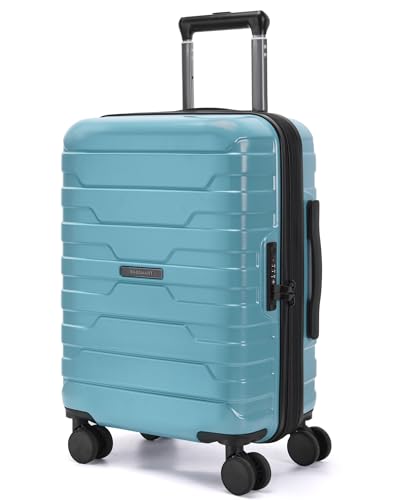 BAGSMART Carry-On Luggage 20" Expandable Spinner 22x14x9,Teal Blue - color: Teal Blue