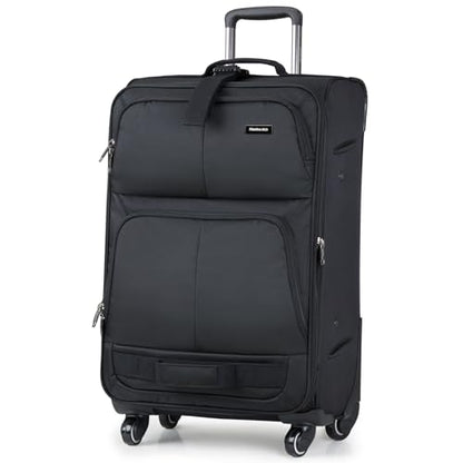 Hanke 28 Inch Softside Expandable Checked Luggage with 4 Spinner Wheels - color: Black, size: 28 Inch