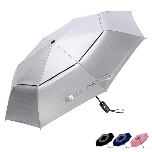G4Free UPF 50+ UV Protection Travel Umbrella 42/46 Inch Sun Umbrella - color: Silver/Pink, size: 46 inch