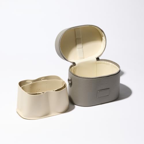 ETOILE - Oval Toiletry Case Pebble - Travel Makeup Bag Organizer with Shoulder Strap and Removable Divider - color: Pebble