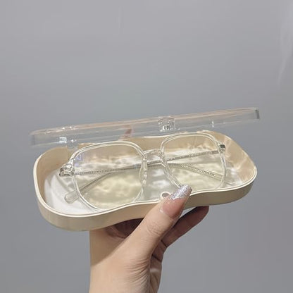 Glasses Case Hard Shell, Clear Eyeglass Case, Cute Holder for Sunglasses and Reading Glasses - color: Pink Bow