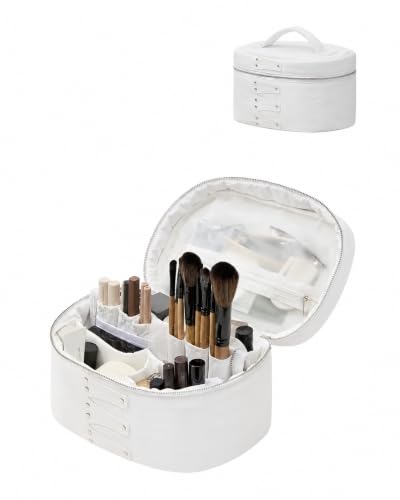 EACHY Large Makeup Bag for Women,Travel Toiletry Bag Cosmetic Organizer Set - color: White