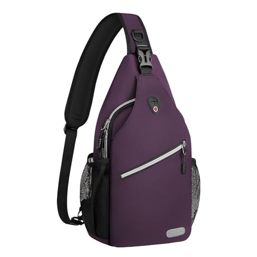 MOSISO Small Sling Bag for Men, Crossbody Shoulder Chest Daypack Bag | Sling Backpack for Casual Travel Hiking - color: Purple
