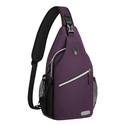 MOSISO Small Sling Bag for Men, Crossbody Shoulder Chest Daypack Bag - color: Purple