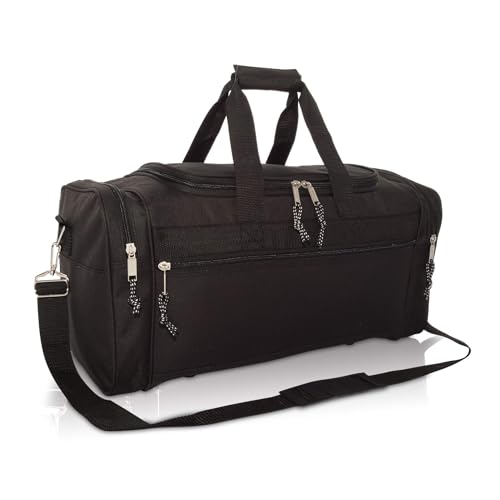 DALIX 21" Blank Sports Duffle Bag Gym Bag Travel Duffel Adjustable Strap in Black - color: Black