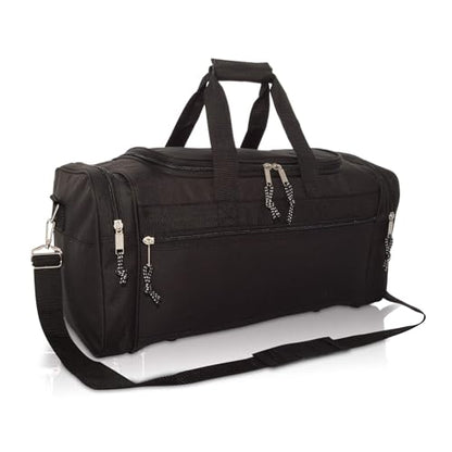 DALIX 21" Blank Sports Duffle Bag Gym Bag Travel Duffel Adjustable Strap in Black - color: Black
