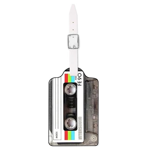 Retro Cassette Tape Shaped PU Leather Luggage Tag Travel Bag Tags