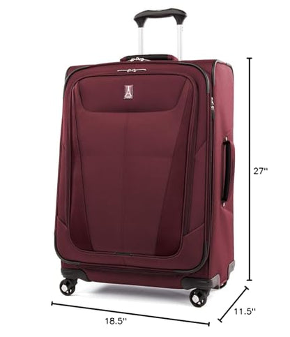 Travelpro Maxlite 5 Softside Checked Luggage Spinner, Red, 25-Inch - color: Burgundy, size: Checked-Medium 25-Inch