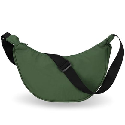 U+U Crescent Crossbody Bag for Women, Sling Bag with Adjustable Strap - color: Olive Green