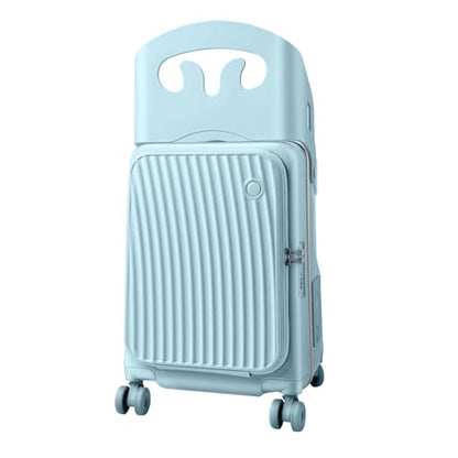 Ride On Luggage for Kids with Foldable Seat & Backrest, 20 Inch Carry On Suitcase for Toddlers, Hardshell Travel Trolley with Front Opening & Spinner Wheels, TSA Lock, Blue - color: Blue