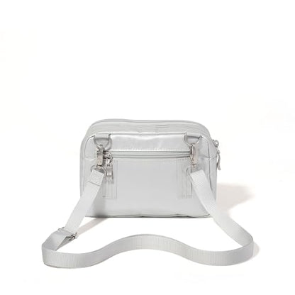 Baggallini Triple Zip with Front Wallet/Trifecta RFID Wallet Crossbody - color: Silver Metallic