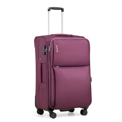 Hanke Medium Checked Luggage, 24 Inch Suitcase with Garment Compartment - color: Purple, size: 24 Inch Checked in
