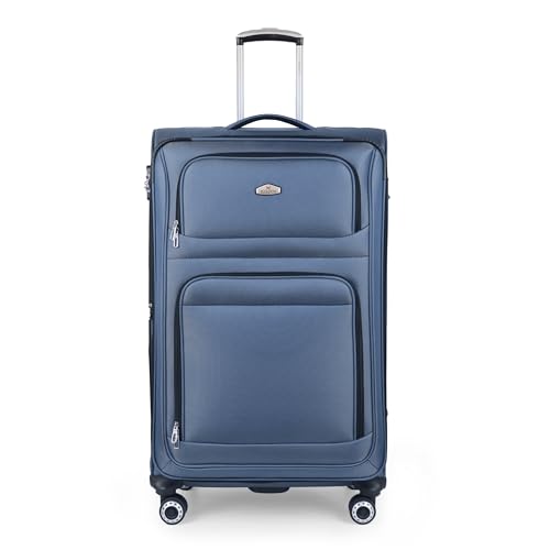 30'' Large Softside Suitcase,Expandable,waterproof Fabric - color: Blue, size: Checked-Large 30-Inch