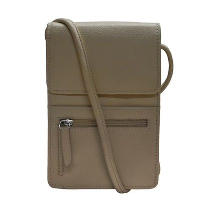 ili New York 6827 Genuine Leather Crossbody Organizer with RFID Blocking Lining - color: Taupe