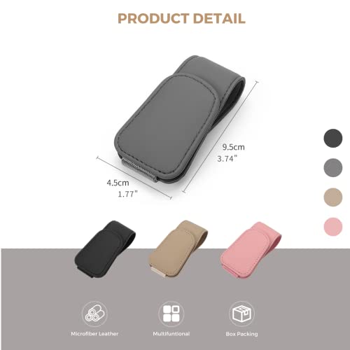 Magnetic Leather Car Sunglass Holder, Visor Sunglasses Holder Clip, 1 Pack - color: Black