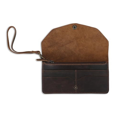 Leather Money Bag Wallet for Women, Brown - color: Brown