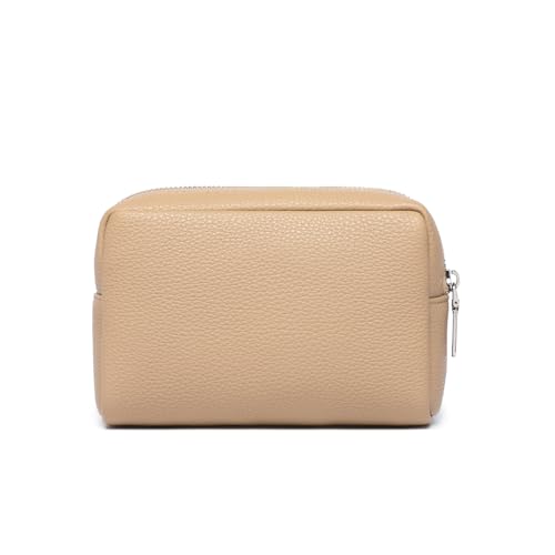 Makeup Bag for Purse Travel Cosmetic Bag (PU Sandy) - color: Sandy