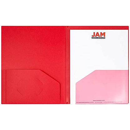 JAM PAPER Heavy Duty Plastic Multi Pocket Folders - 4 Pocket Organizer - Red - 2/Pack - color: Red, size: 4 Pocket (Pack of 2)