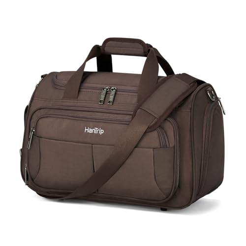 HanTrip 16 Inch Under Seat Carry On Duffle Bag for Airplanes, Coffee - color: Coffee, size: Carry-on 16.5-Inch