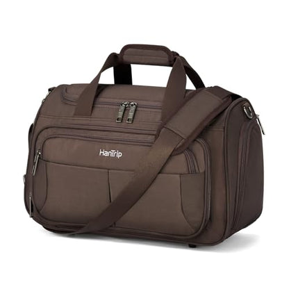 HanTrip 16 Inch Under Seat Carry On Duffle Bag for Airplanes, Coffee - color: Coffee, size: Carry-on 16.5-Inch