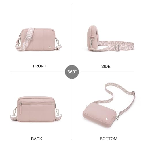 Telena Crossbody Bags for Women Cross Body Purse with Guitar Strap - color: Blush Pink