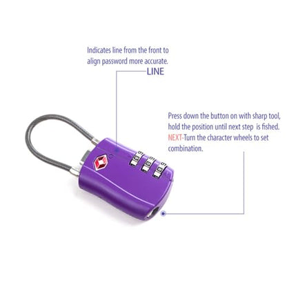 Maizoon 2 Pack TSA Approved 3-Digit Combination Lock with Password Resettable Combo for Travel Luggage Backpak Suitcase Baggage Durable Security Stylish Compact Red - color: Red