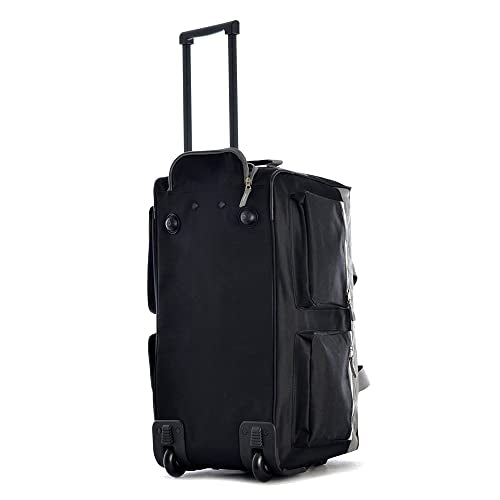 Olympia U.S.A. 29 inch Jumbo Size 8 Pockets Wheeled Rolling Duffel Bag Water Resistant Luggage Lightweight Travel Suitcase with Retractable Handle - color: Black, size: 29 inch