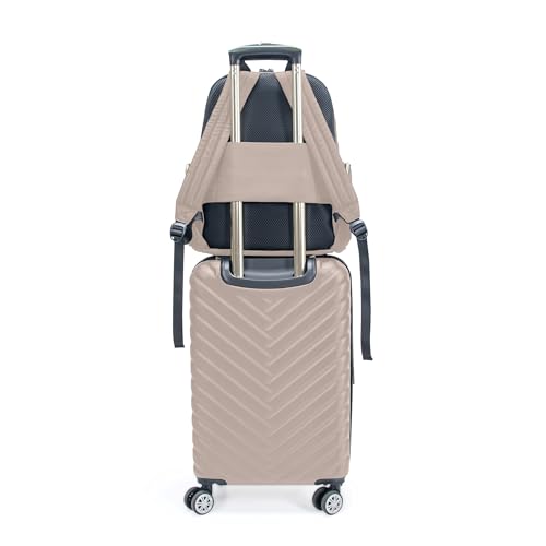 Kenneth Cole REACTION Madison Square Lightweight Hardside Chevron Expandable Spinner Luggage, Taupe, 2-Piece (20" Carry On + Sophie Backpack) - color: Taupe, size: 2-Piece (20" Carry On + Sophie Backpack)