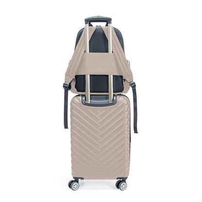 Kenneth Cole REACTION Madison Square Lightweight Hardside Chevron Expandable Spinner Luggage, Taupe, 2-Piece (20" Carry On + Sophie Backpack) - color: Taupe, size: 2-Piece (20" Carry On + Sophie Backpack)