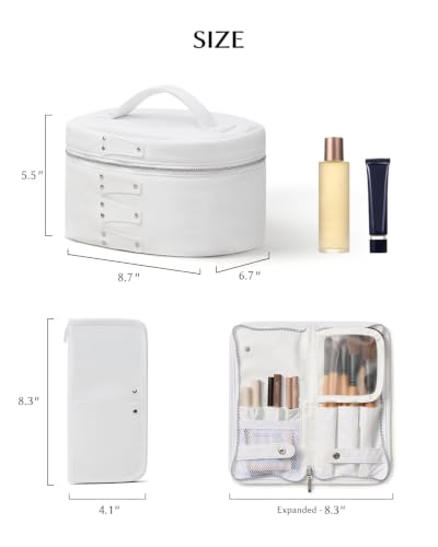 EACHY Large Makeup Bag for Women,Travel Toiletry Bag Cosmetic Organizer Set - color: White