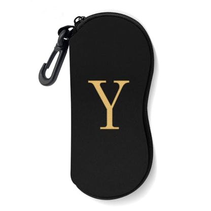Initial Sunglasses Soft Case, Ultra Light Portable Neoprene Zipper Glasses Case for Men Women - color: Letter-y