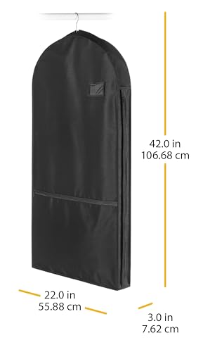 Whitmor Deluxe Garment Bag with Zipper Pocket, 42" 1 Pack Black - color: 22''X42'' Black w Pocket
