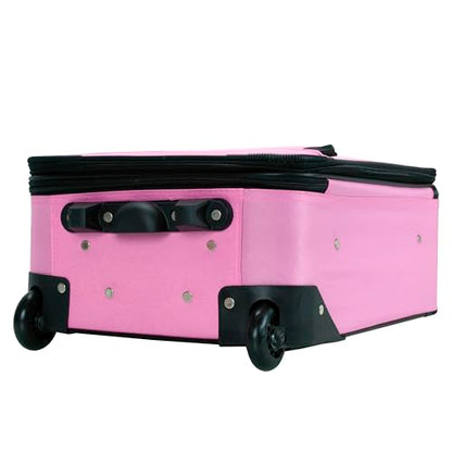 Rockland Fashion Softside 2 Piece Luggage Set, Expandable, (14" Tote/19" Upright), Pink - color: Pink, size: 2 Piece (19"/14" Tote)