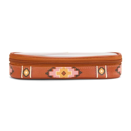 Wrangler Travel Makeup Bag 2pcs Set Cosmetic Bag with Makeup Brush Holder - color: Aztec-Brown