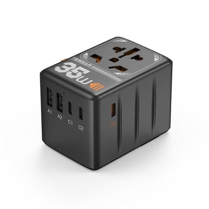 TESSAN Universal Travel Adapter, 35W International Plug Adaptor - color: Glossy black