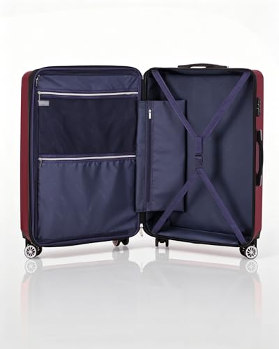 Coolife Luggage, Lightweight and Durable Hardshell, 28 in, wine wind new - color: wine wind new, size: L(28in)