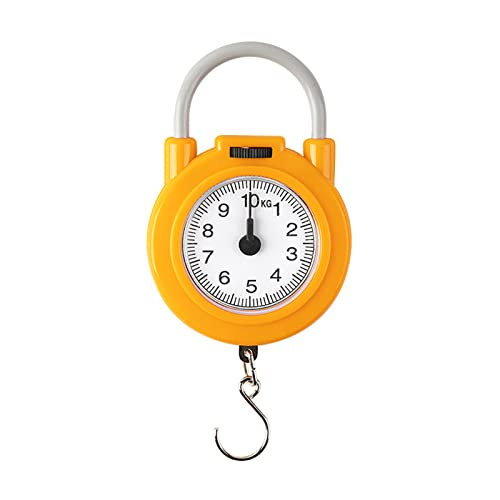 10kg Portable Mechanical Scale Hanging/Fish/Luggages/Kitchen Scale Hanging Hook Multi-Purpose for Household Travel Food - color: Yellow