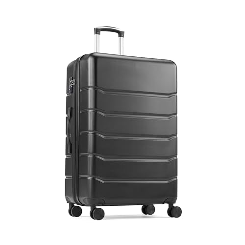 Simple Deluxe 20 Inch Hardside Carry On Luggage, Suitcase with Double Spinner Wheels & TSA Lock, Hard Shell Suitcase, Expandable Rolling Lightweight Luggage, Black - color: Black, size: 20 inch
