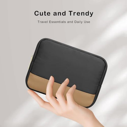 Travel Makeup Bag, Oxford Cosmetic Organizer Pouch (Black) - color: Black