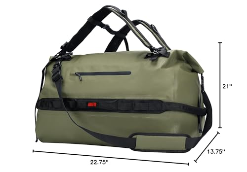 MIER Large Waterproof Duffel Bag - 60L/80L Dry Bag Backpack - color: Army Green, size: 60L