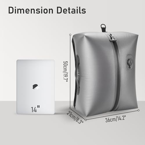 VJI 18L Vacuum Bag for Travel with Built-in Pump, IPX8 Waterproof, Grey - color: Grey