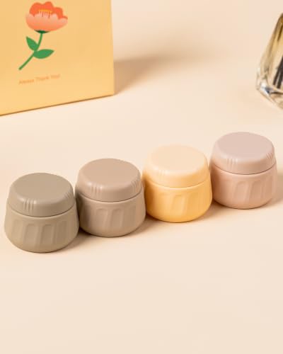Mrsdry Travel Containers for Toiletries, TSA Approved Travel Size Toiletries 4 Pack, Refillable Containers, With Clear Bag, Leak Proof Silicone Jars, Essentials Creams Jars Carrying Small Items - color: Apricot, size: 1 OZ (30ML)