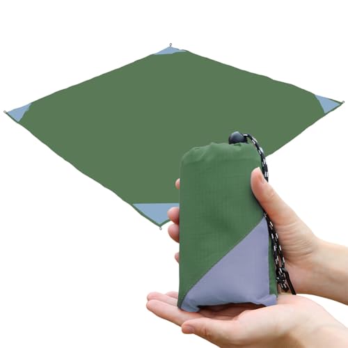Pocket Picnic Blanket, Compact Lightweight Tarp for Camping - color: Army Green/Grey, size: 55"x60"